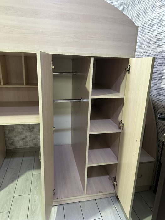 ТЕРМІНОВО!!!Ліжко-горище 6-в-1:ліжко,стіл,шафа,шухляди,полиці + матрас