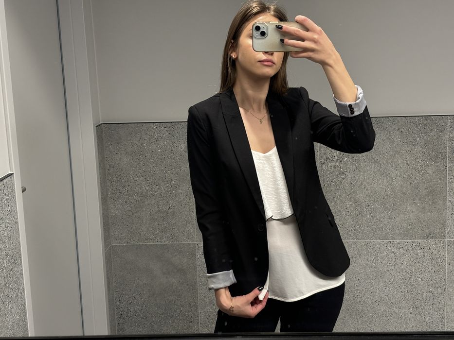 Klasyczny czarny żakiet marynarka elegancka biurowa do biura jak nowa