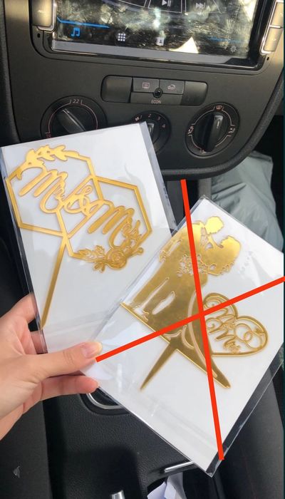 Топпер на весільний торт дзеркальний