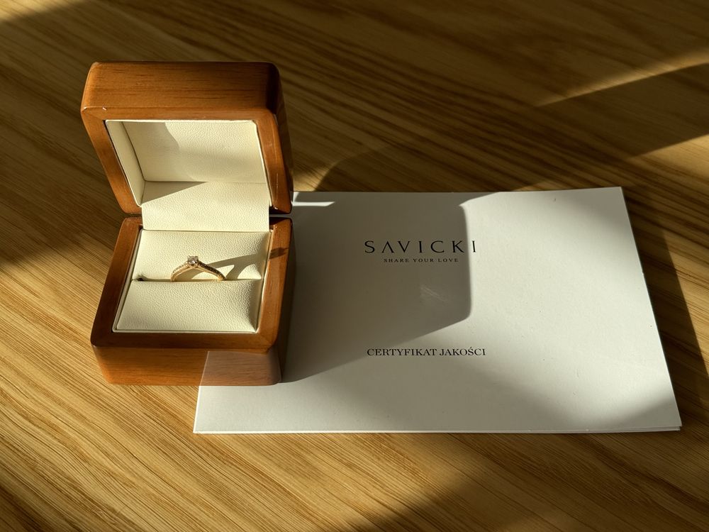 Pierścionek zaręczynowy Diament 0.09 ct złoto Rozmiar 7 różowe