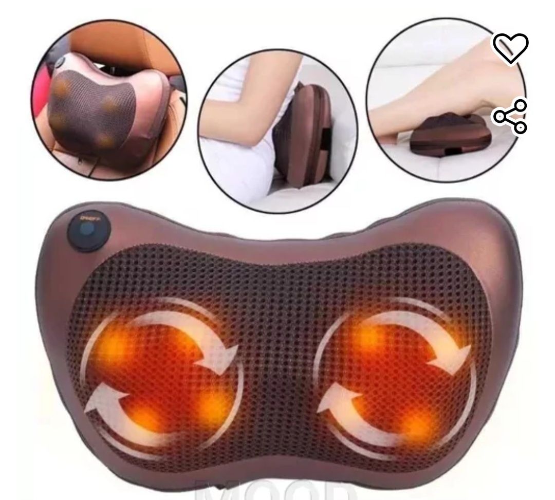 Подушка массажер для спины и шеи Massage pillow на 8 роликов