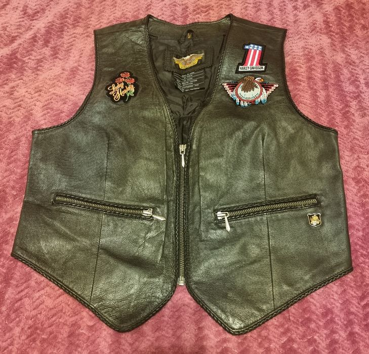 Oryginalna kamizelka Harley Davidson damska L z naszywkami motocyklow