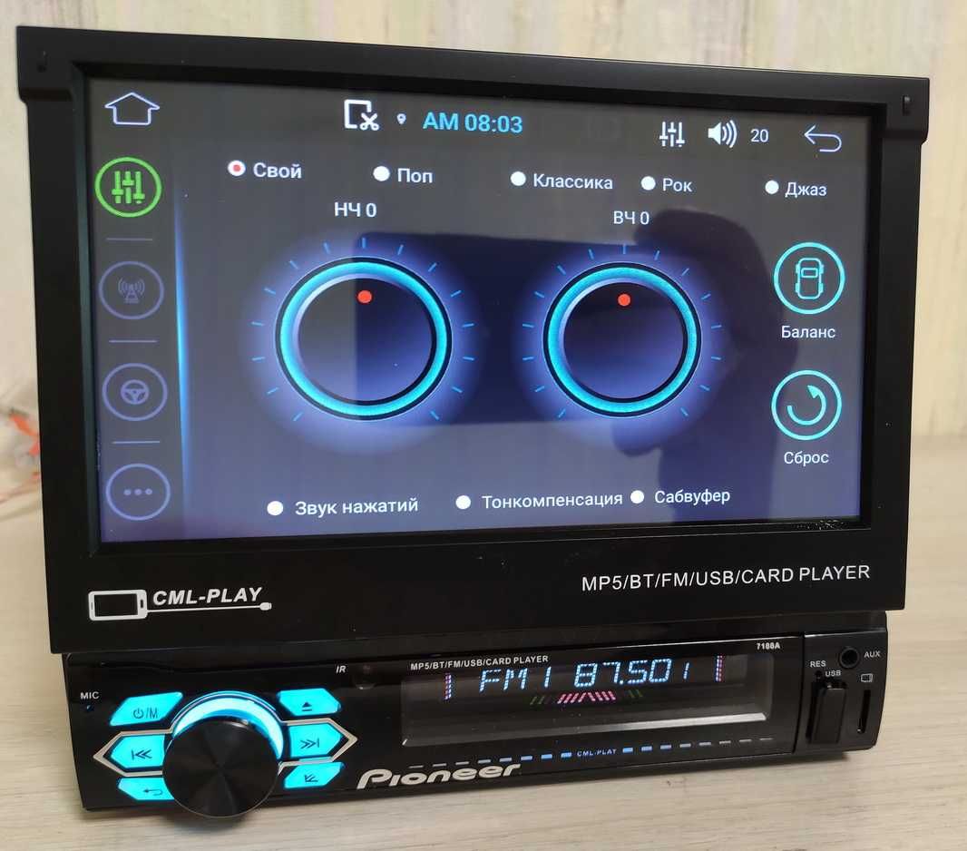 Автомагнитола 1DIN Pioneer 7188А Android 12, 2/16GB, GPS, WI-FI, Корея