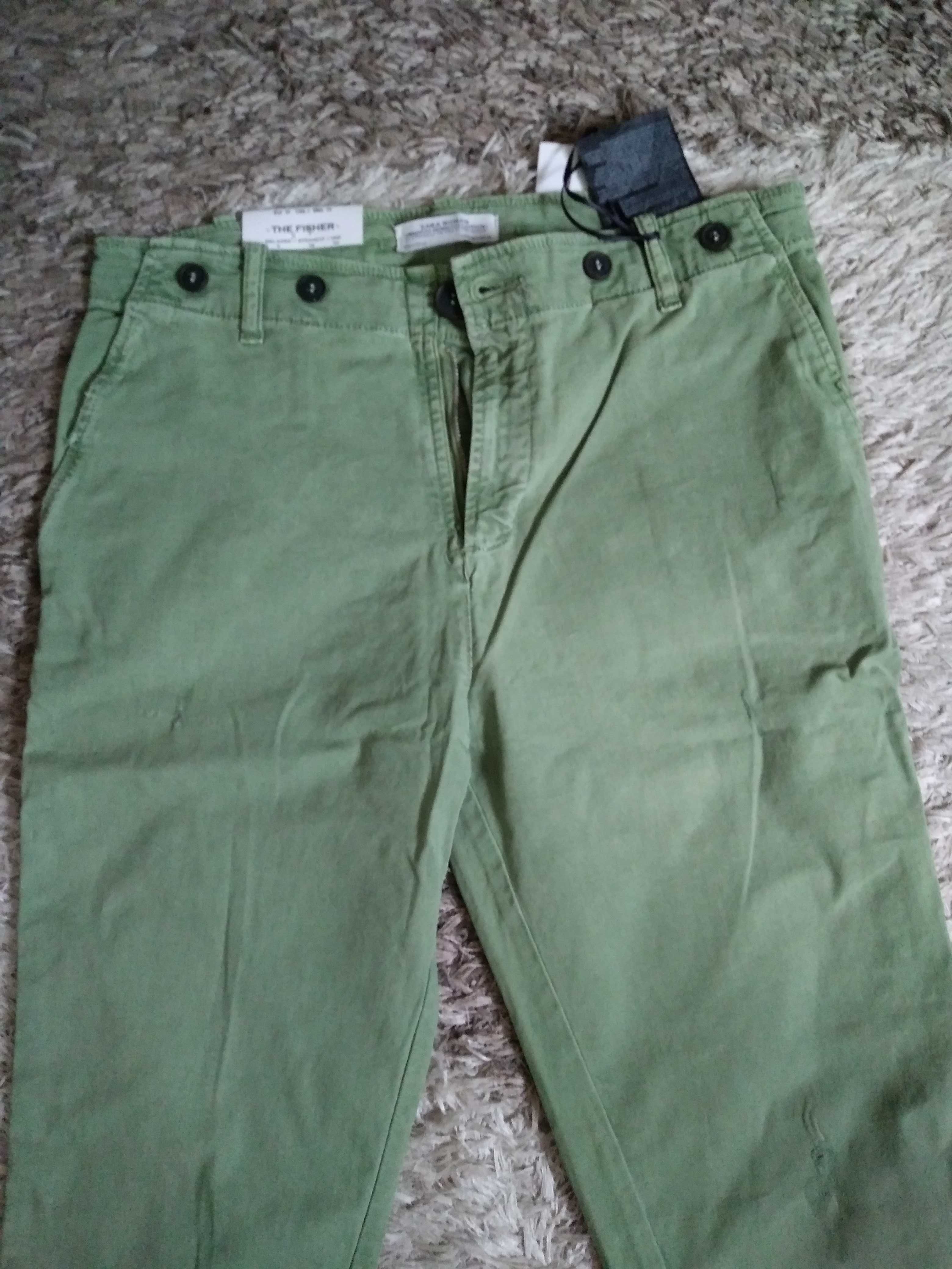 spodnie rurki zielone Zara S/M