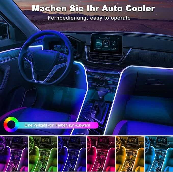 Oświetlenie wnętrza samochodu LED 4 m RGB z aplikacją i kontrolerem