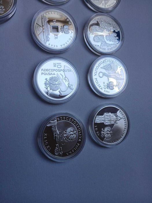 Sprzedam srebrne monety o nominale 10 zł, Polska.