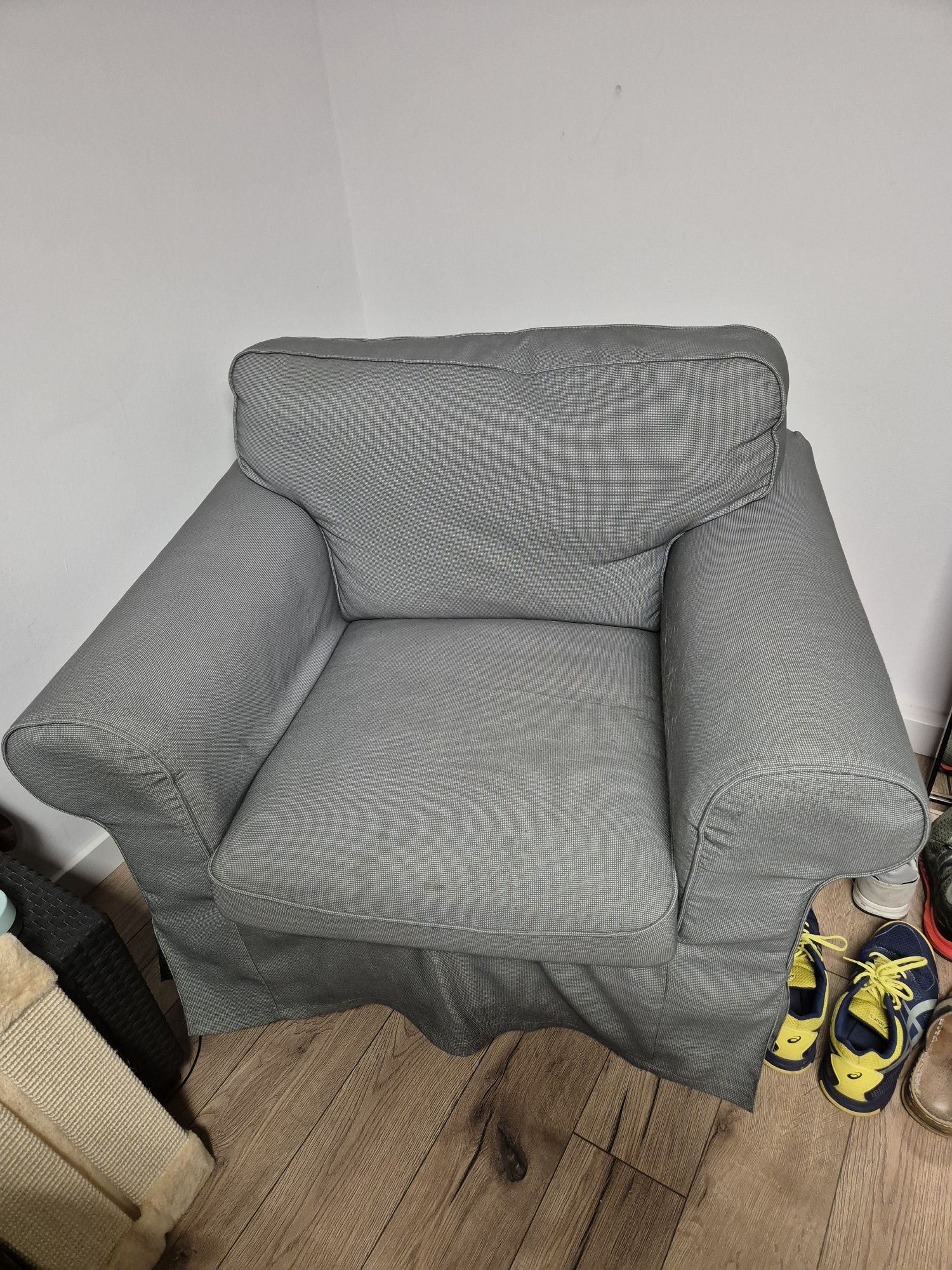 Fotel EKTORP IKEA Szary HAKEBO Ciemnoszary Wygodny Wymienne OBICIE DB+