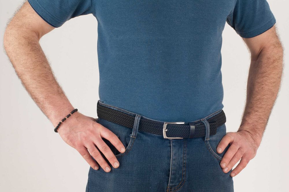 Męska bransoletka z onyksami i złotymi kulkami próby 585 matowa