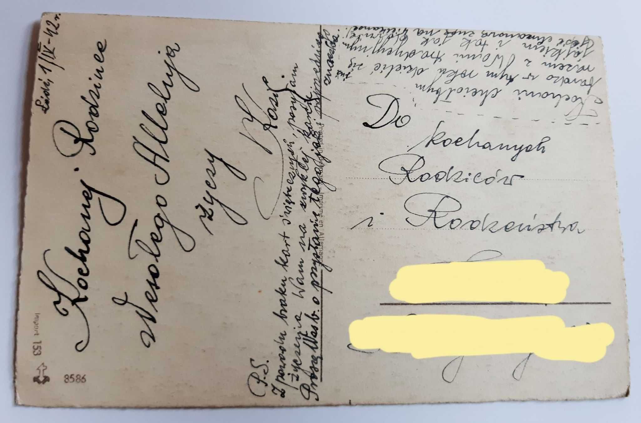 STARA pocztówka - Kwiat - Wesołego Alleluja! (1.IV.1942r.)