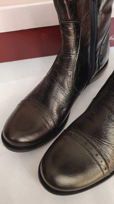 Botki sztyblety kowbojki damskie LEMAR skóra 100% ocieplane rozmiar 38