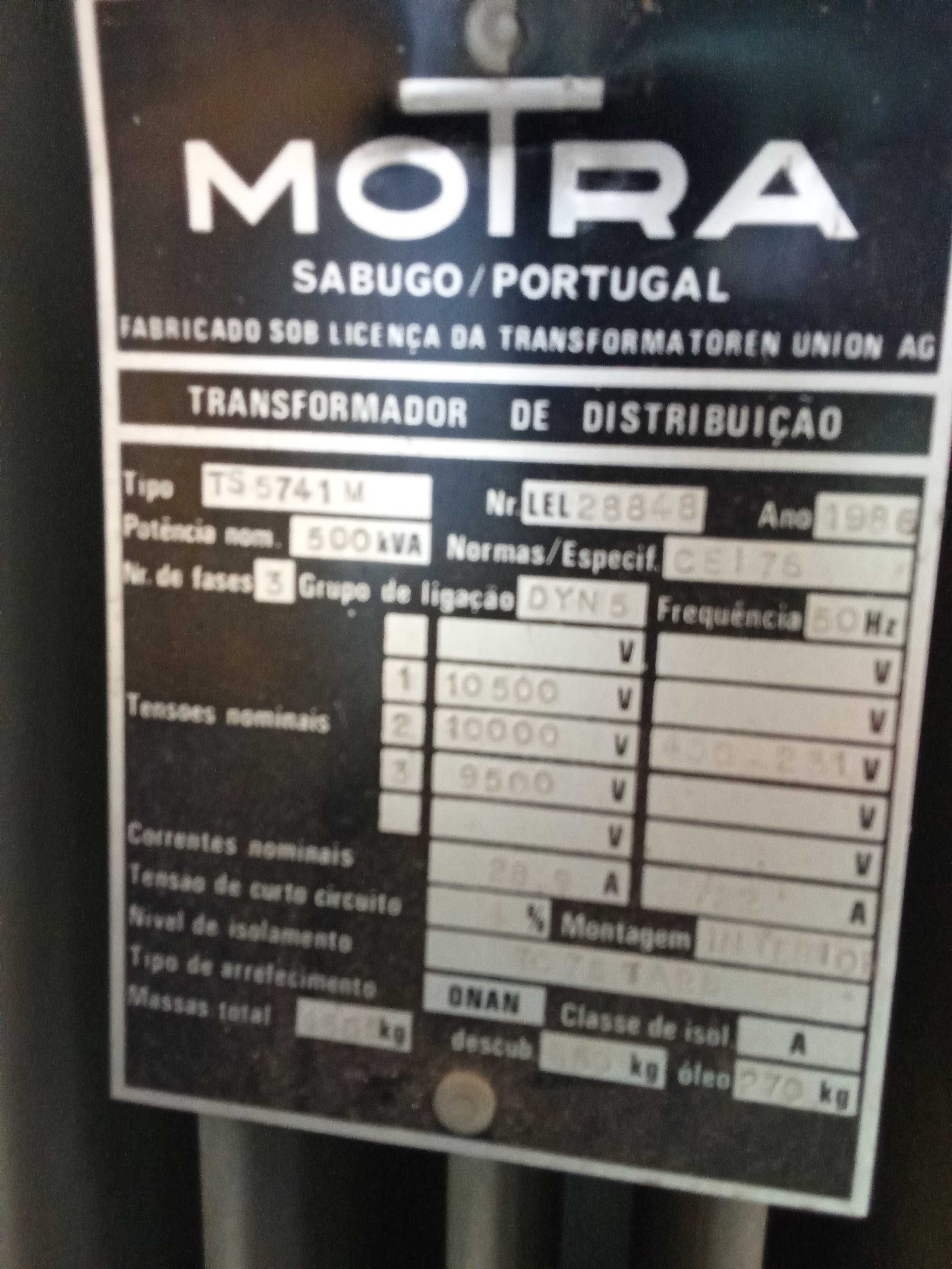 Posto transformação (PT) 500 KVA