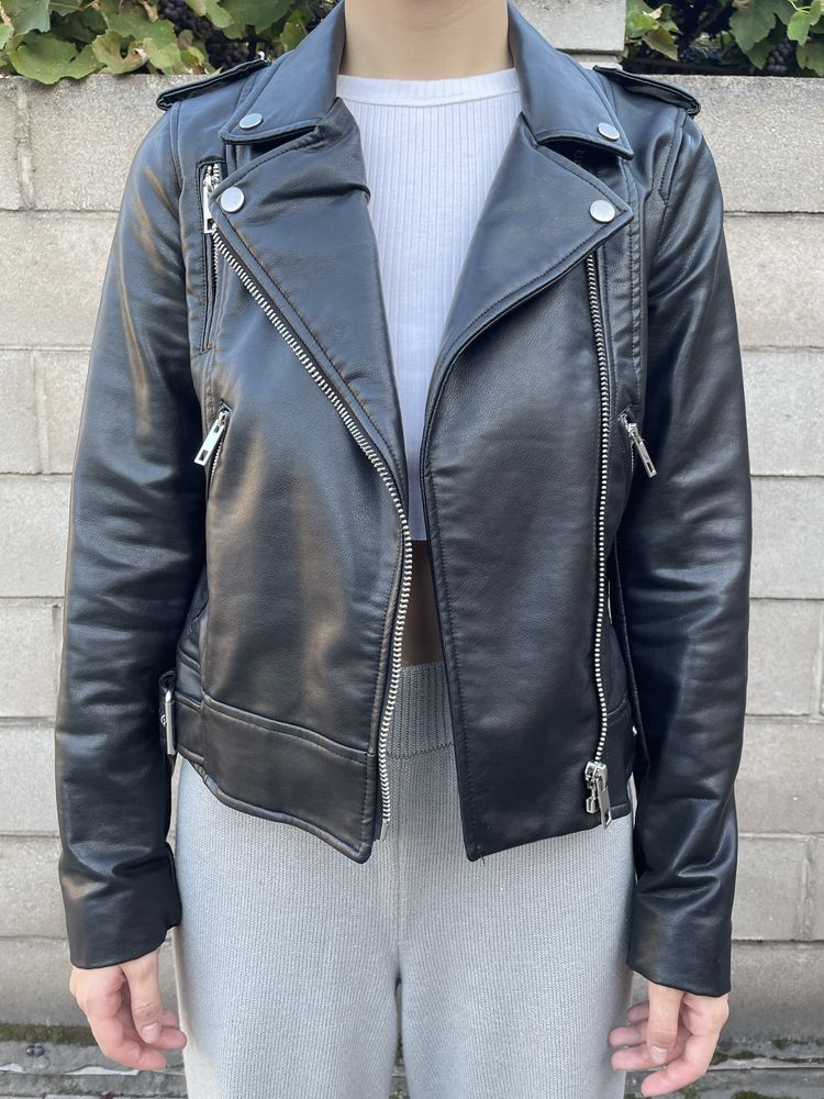 Куртка косуха кожаная черная ZARA S