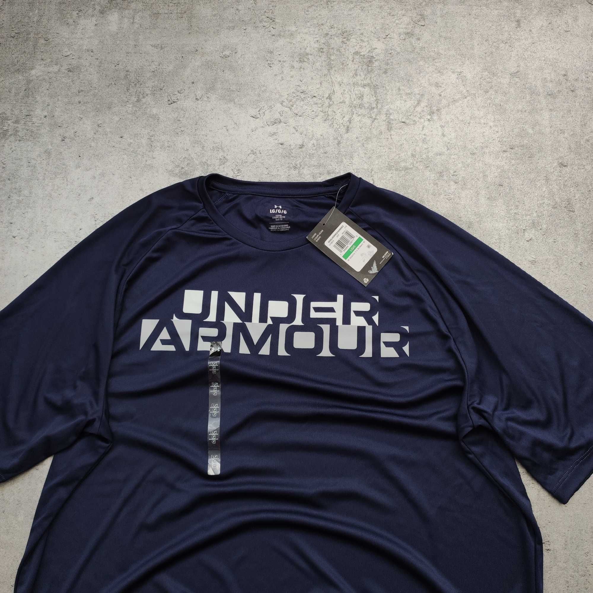 MĘSKA Koszulka Sportowa GYM Active Siłownia Under Armour Granatowa