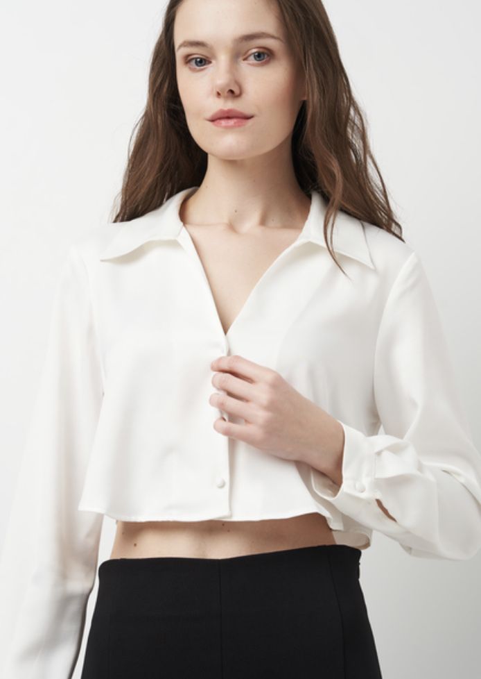 Укрочена атласна сорочка ZARA