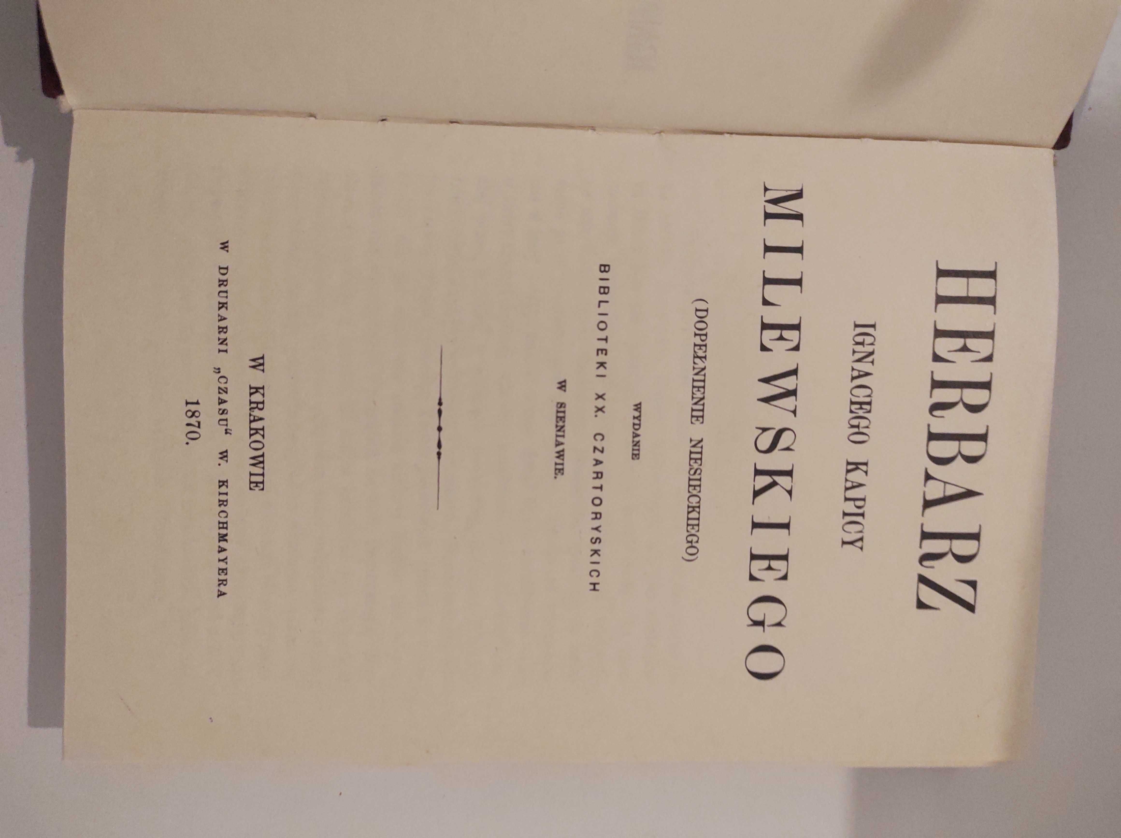 HERBARZ MILEWSKIEGO - dopełnienie Niesieckiego 1870r.