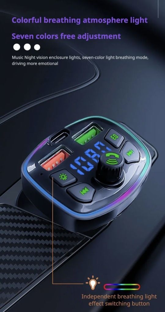 Transmiter FM Bluetooth USB wyświetlacz