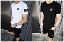 Мужской комплект Лето Stone Island футболка+шорты | Стон исланд