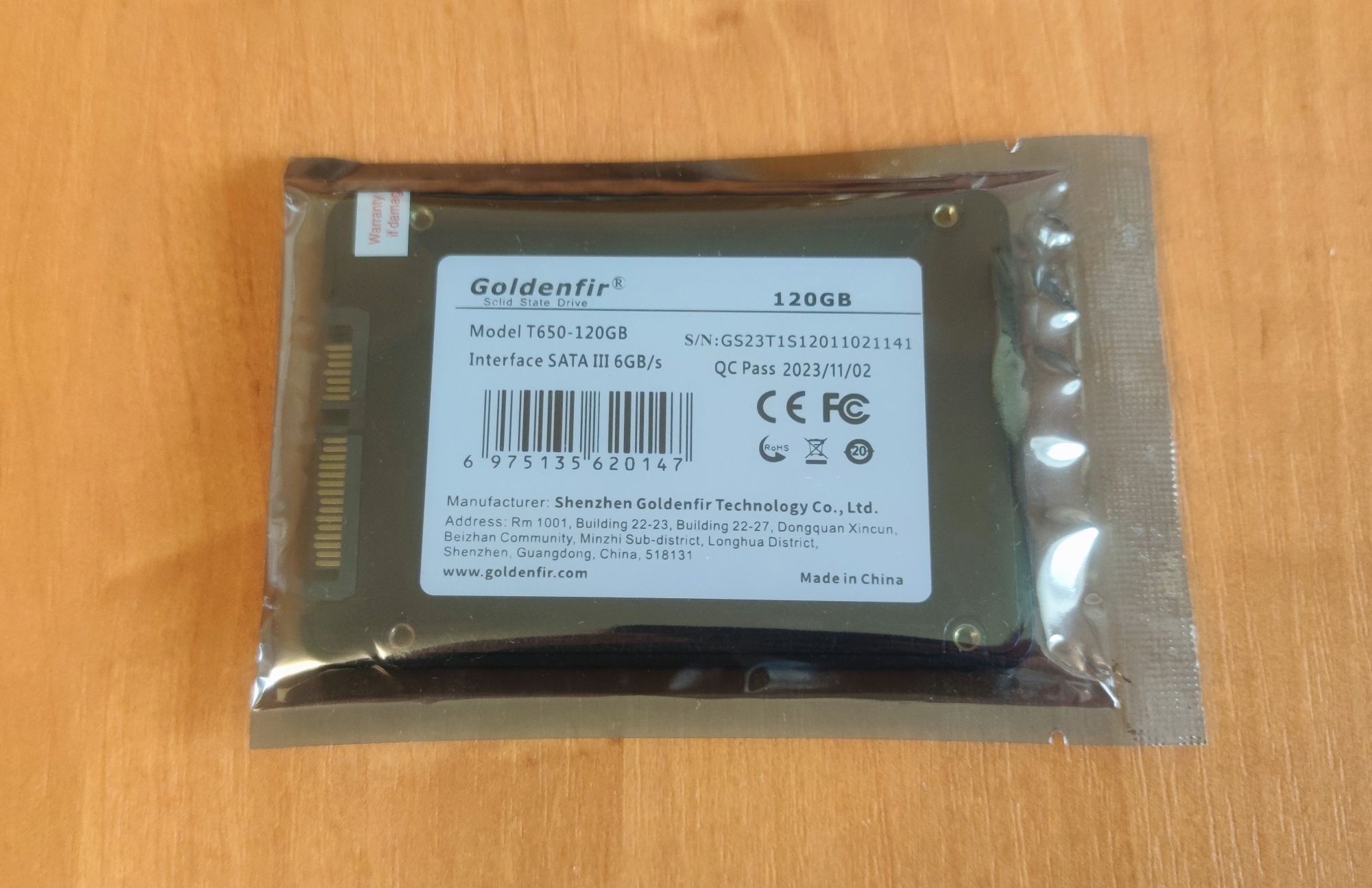 Goldenfir SSD - 120Gb
Model: T650 - 120Gb
2,5" SATA