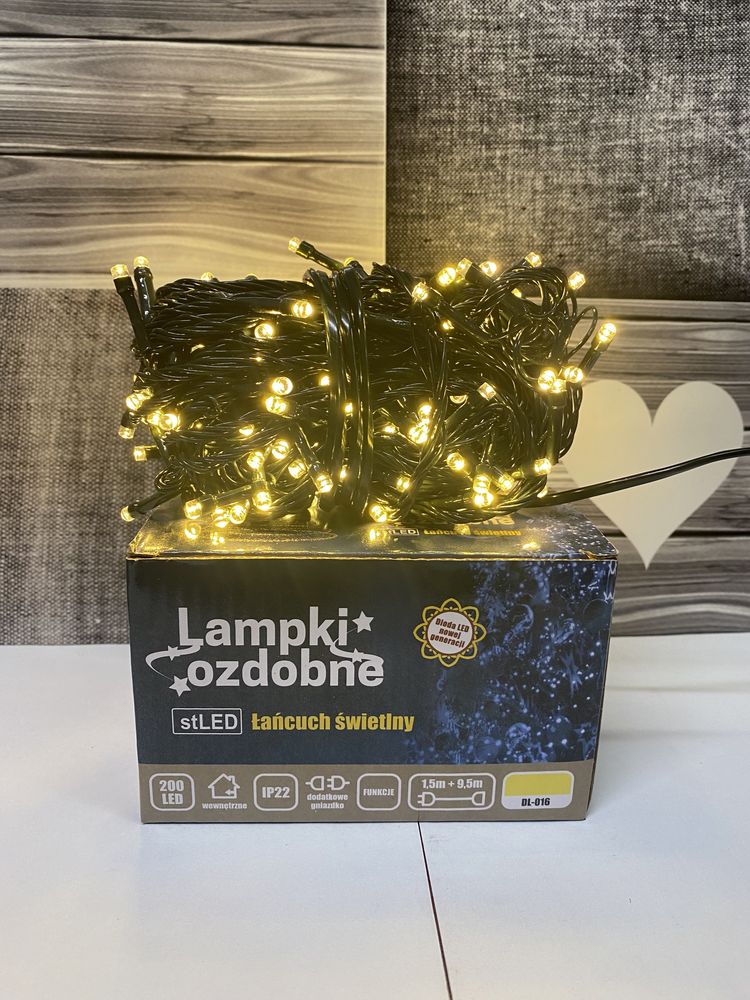 200 led lampki świąteczne białe ciepłe christmas choinka zew i wew