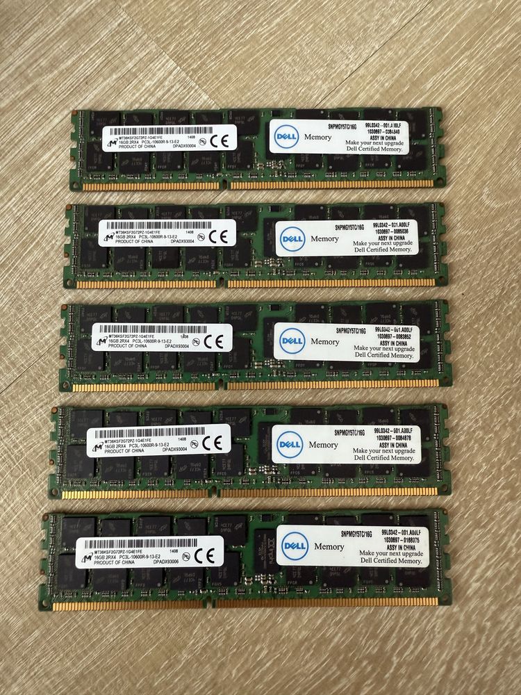 Pack 4×16 GB DDR3 Dell (ECC Registered) + 1 módulo extra