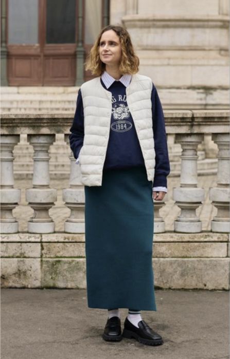 Тепла трикотажна бавовняна спідниця uniqlo з розрізом на нозі