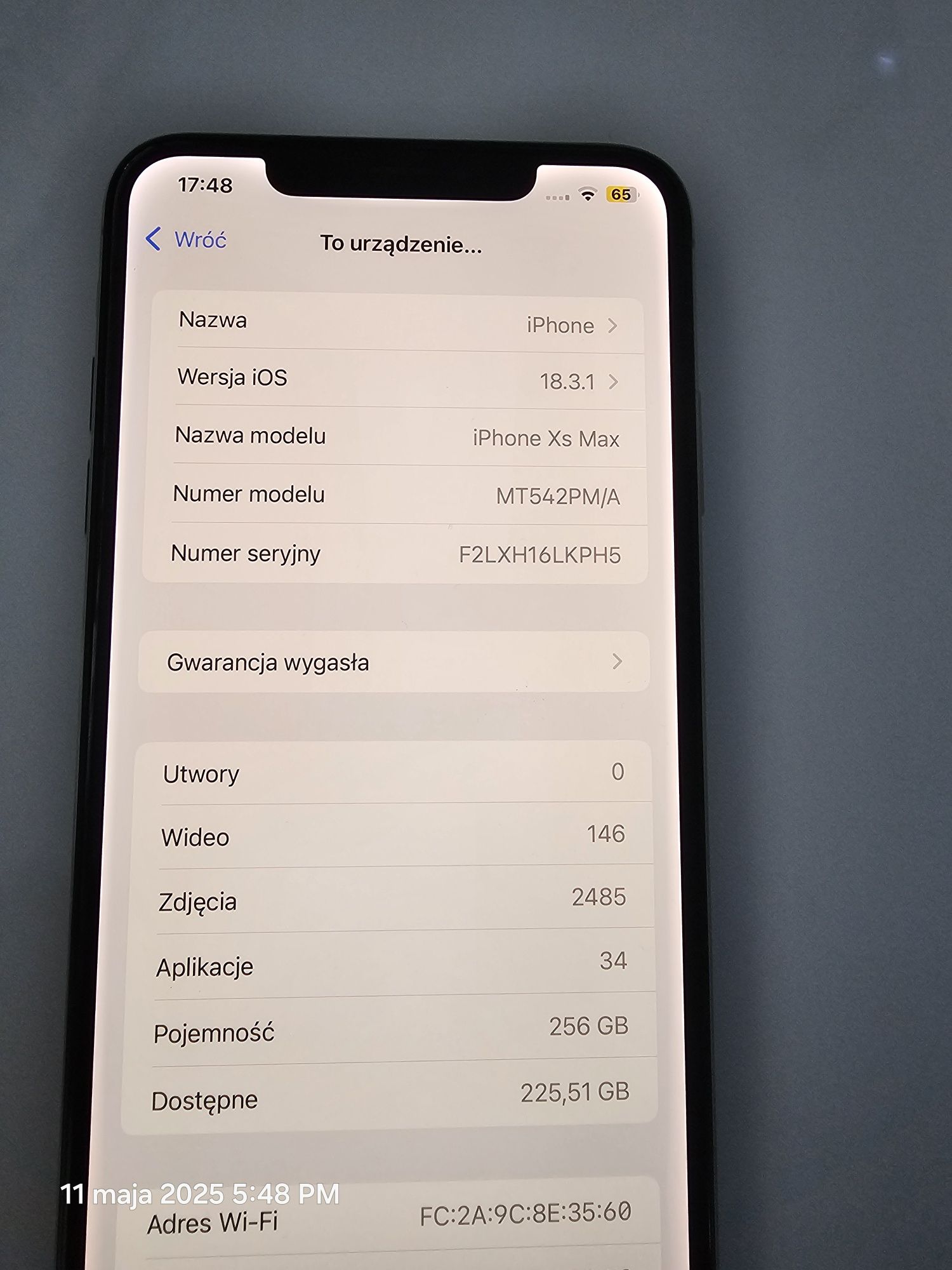 Iphone xs max 256 GB biały