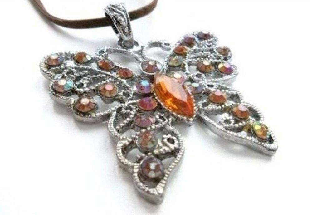 Бабочка подвеска кулон стразы баттерфляй метелик винтаж вінтаж аніме