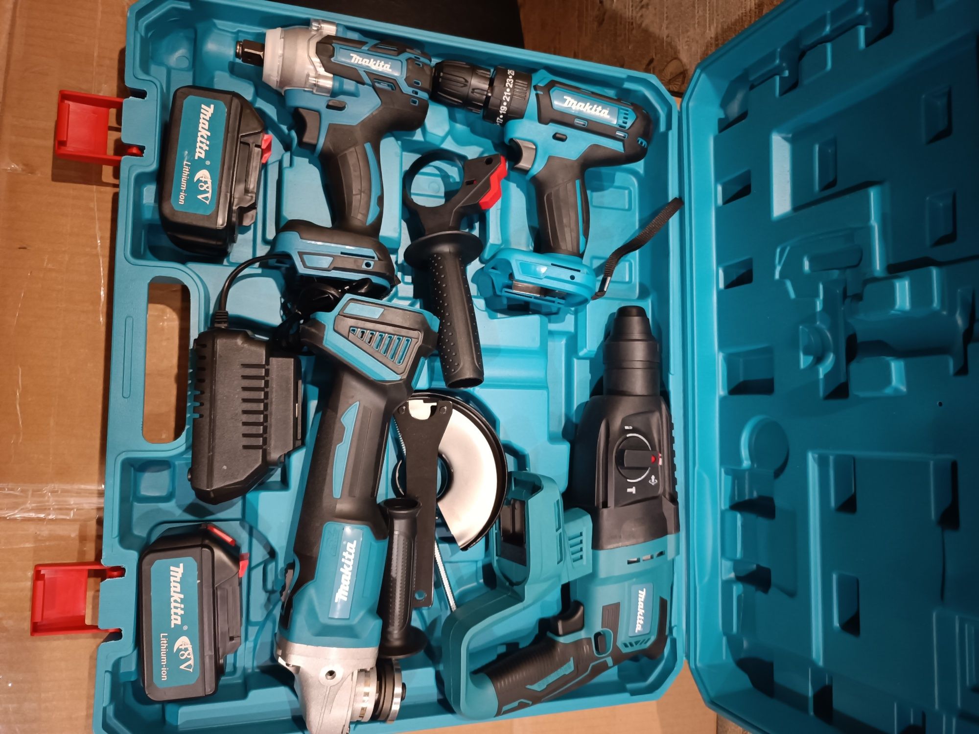 Набор 4в1 Makita Шуруповер DHP485BL + Болгарка DGA504 + Перфоратор DHR
