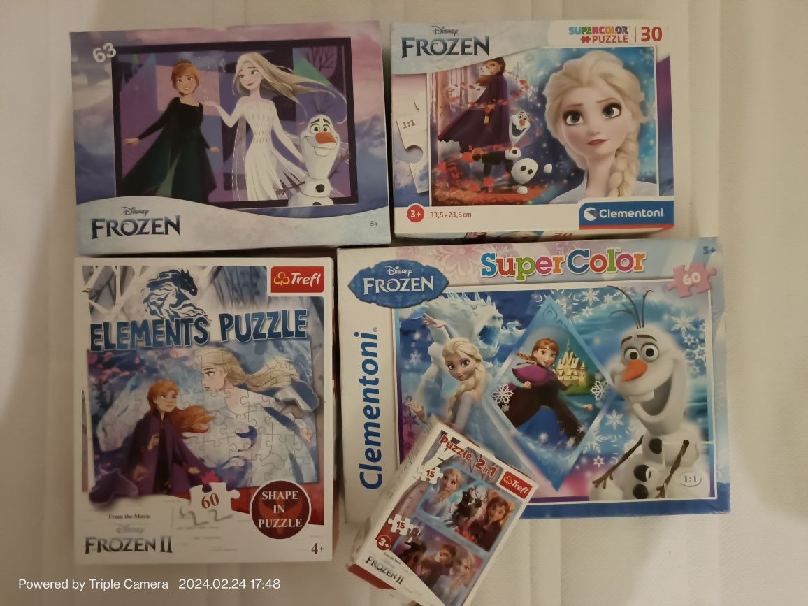 5szt. Puzzle Frozen Kraina Lodu Elsa 4+ 3+