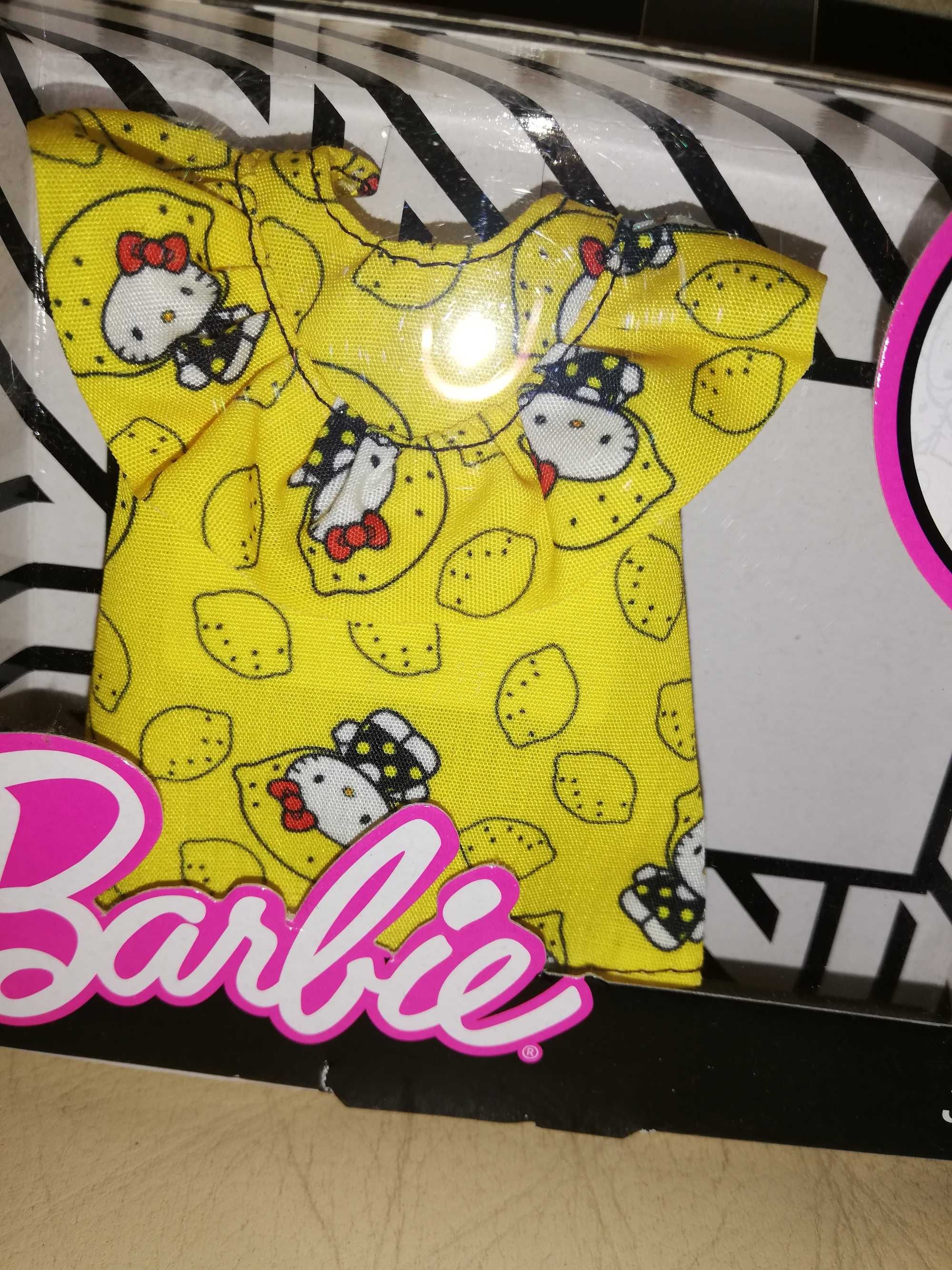 Ubranko dla lalki Barbie - żółta bluzka z Hello Kitty.