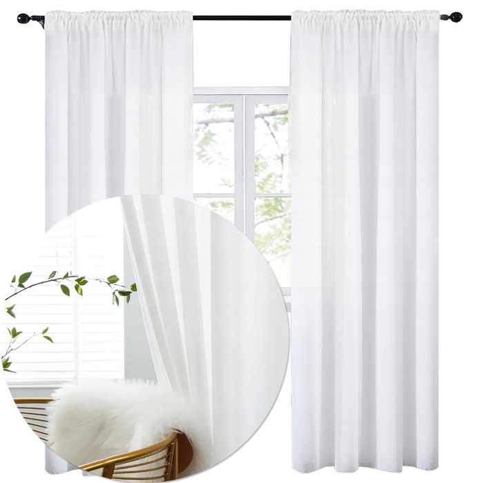 Firana Gotowa Na Taśmie Woal Żabki 145X240 Biała