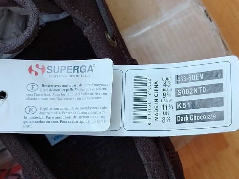 Чоловічі мокасіни туфли SUPERGA натуральний замш розмір 43