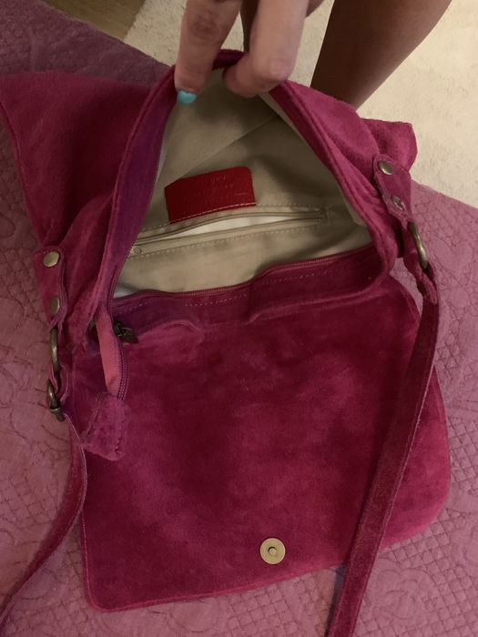 Mala Rosa de camurça