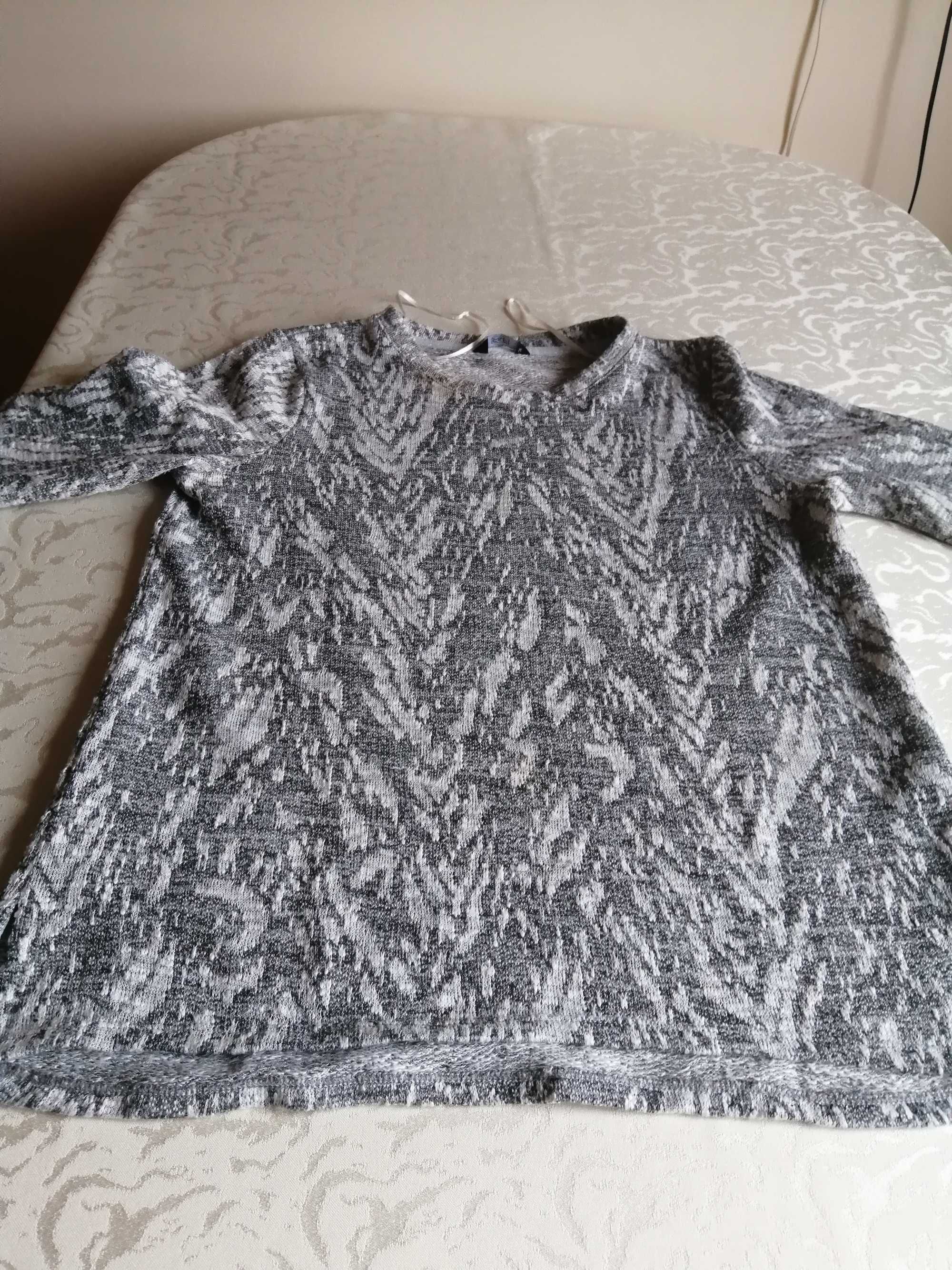 szarobiała bluzka-tunika F&F z nieregularnym wzorem