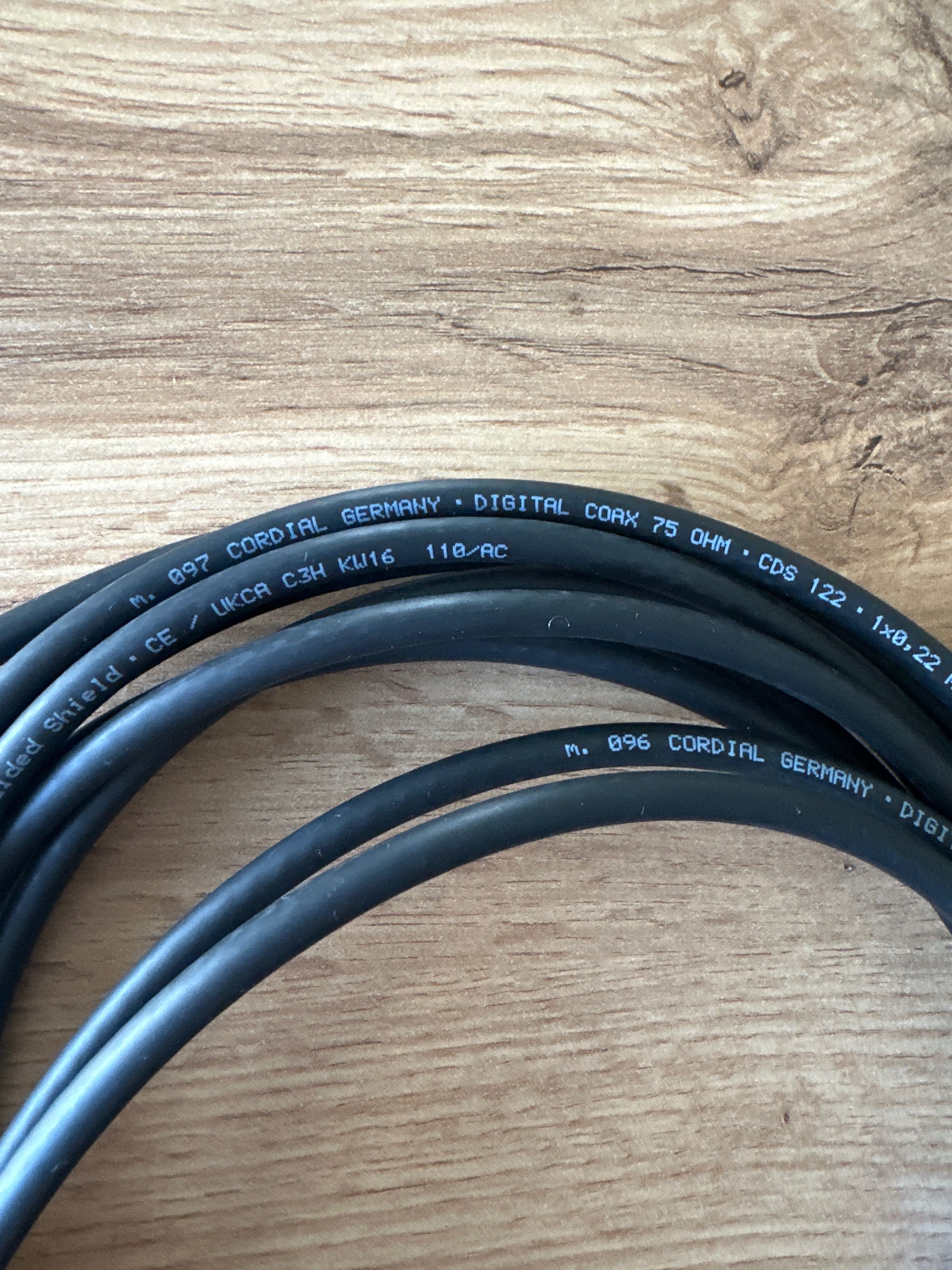 Kabel audio cyfrowy RCA 75 Ohm Cordial 6 metr  SPDiF