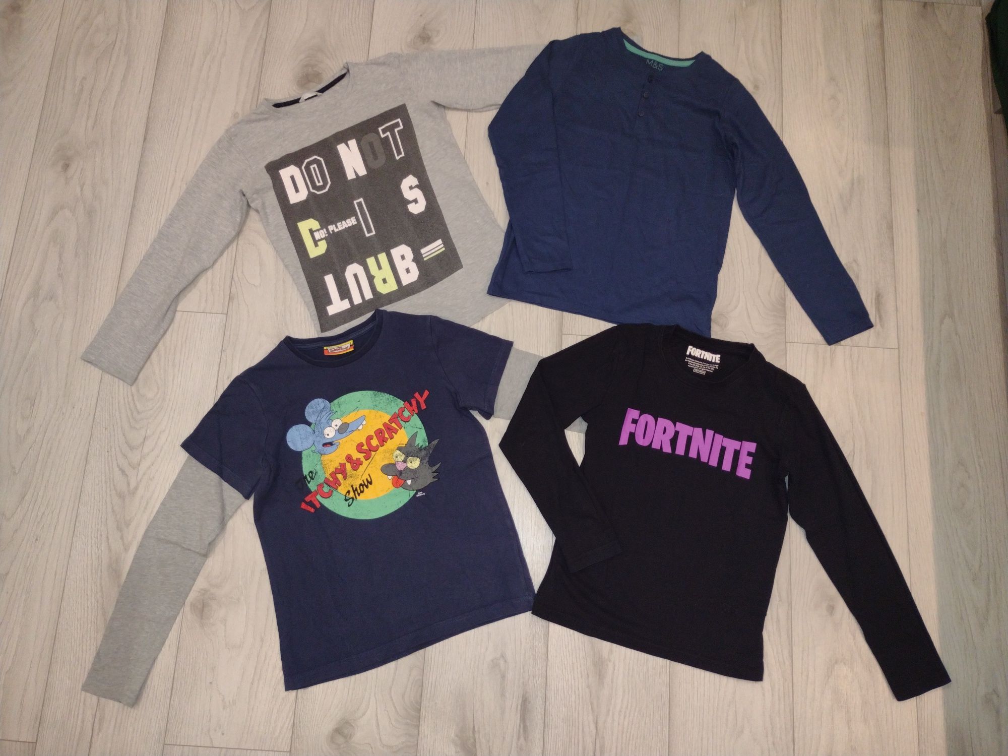 Zestaw bluzek 140 t-shirt 4 sztuki długi rękaw fortnite Simpsons