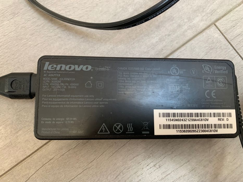 Oryginalna ładowarka Lenovo ADLX90NDC2A wtyczk USA