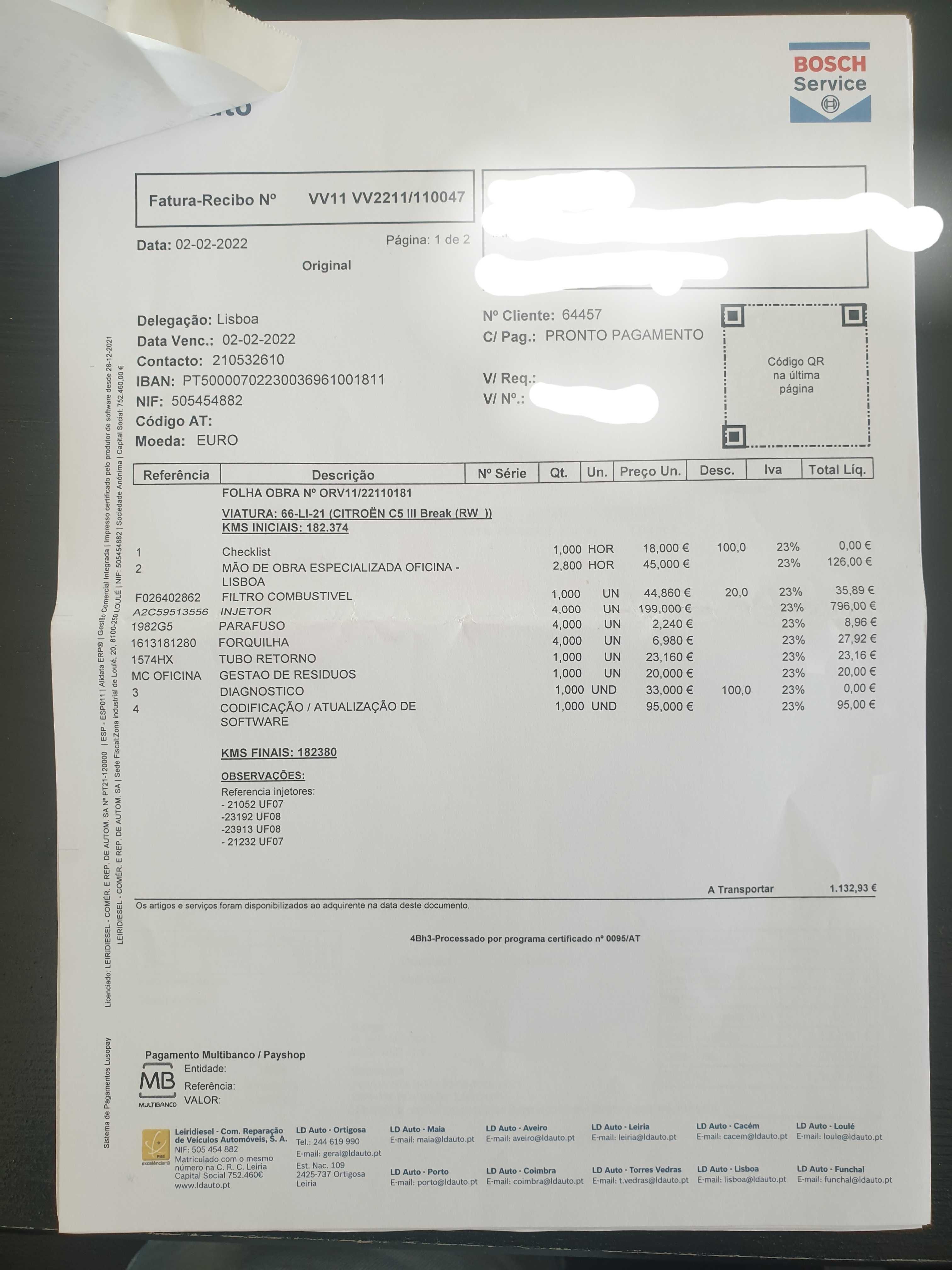 4 Injetores PSA 1.6HDI Continental Siemens - 10.000km c/ Fatura Boch