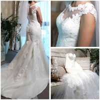 Шикарное свадебное кружевное платье