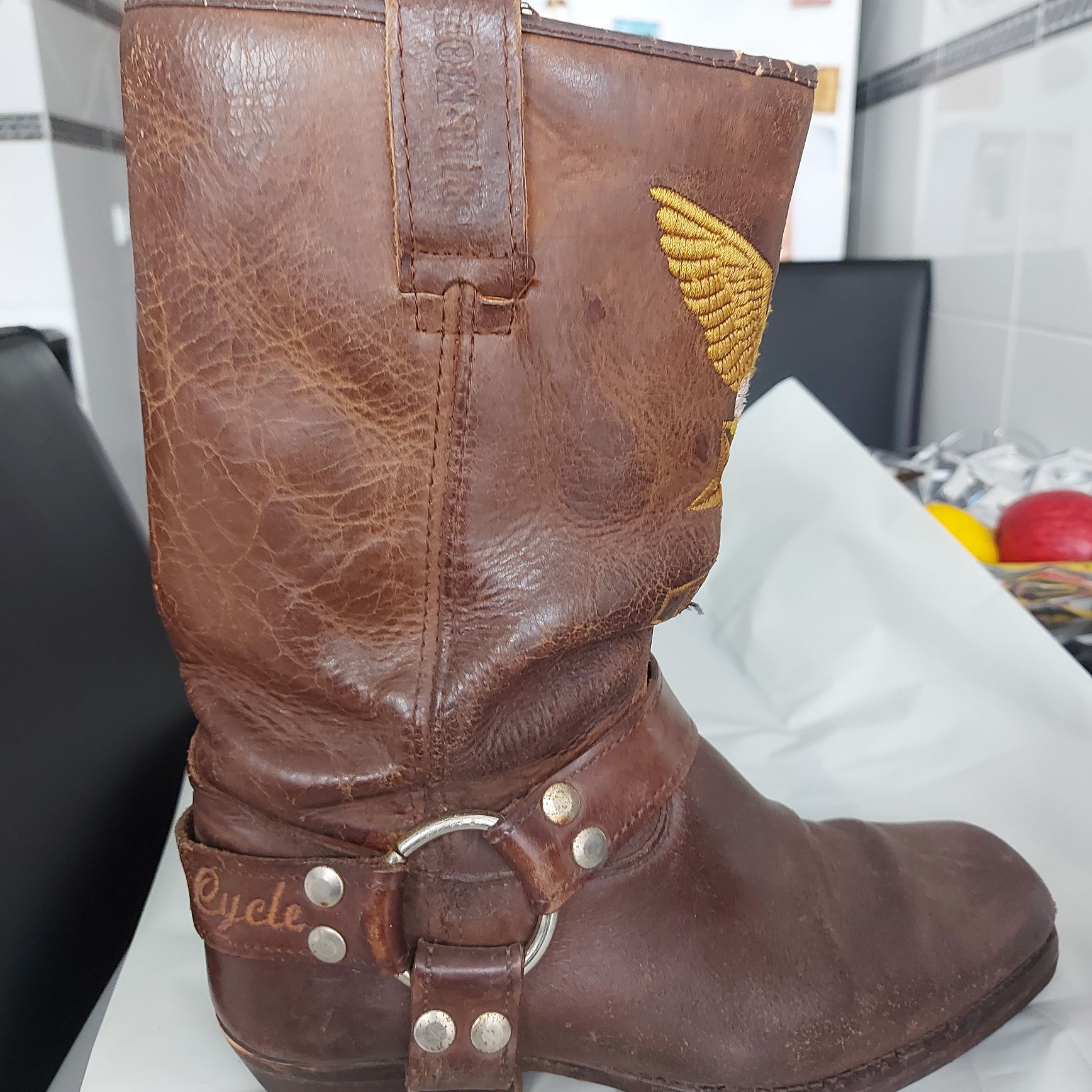 Botas motar cabedal vintage