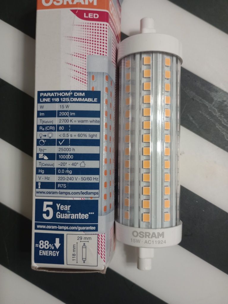 Żarnik liniowy 118mm LED 15W DIM 2700K Osram