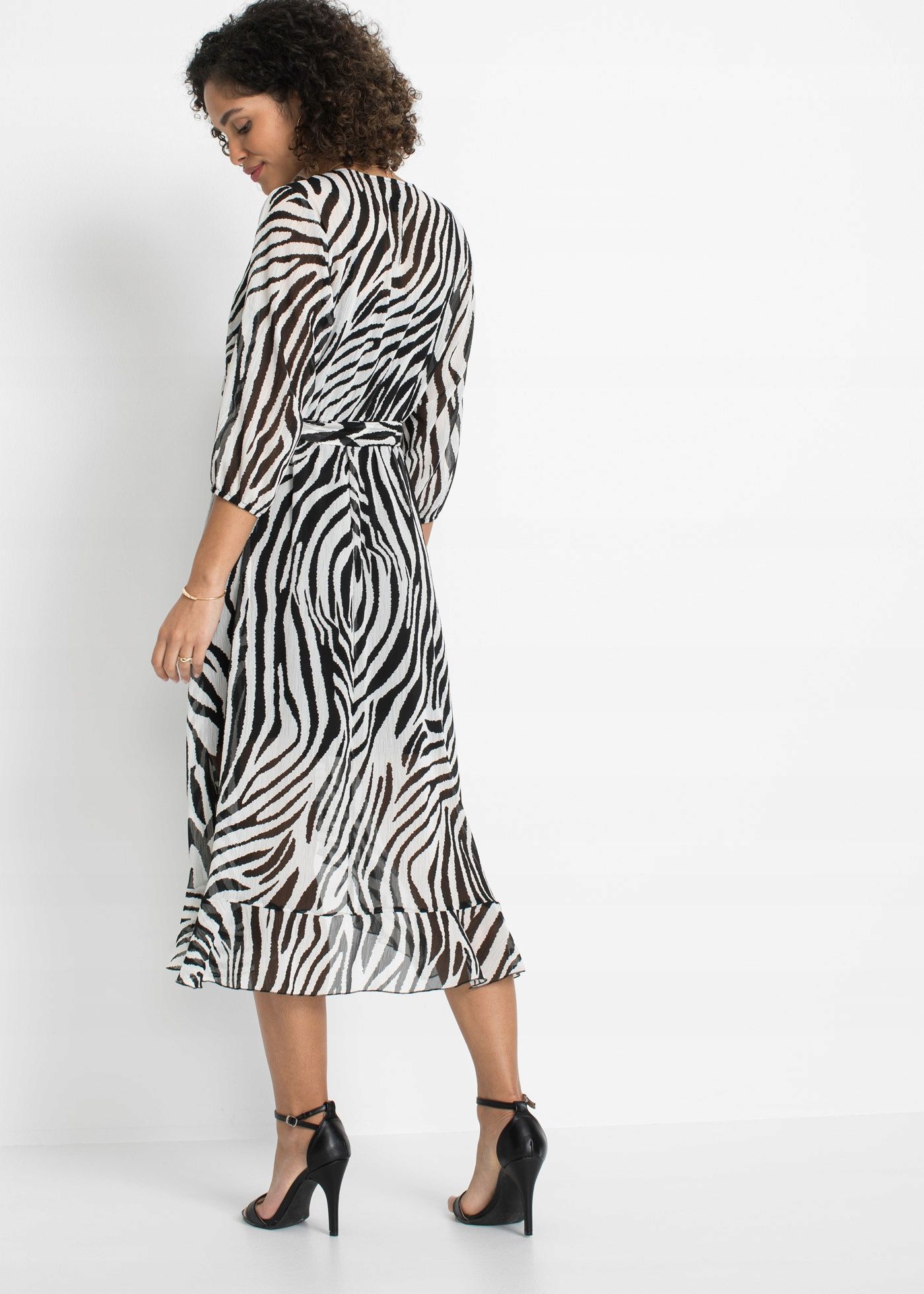 B.P.C sukienka zebra kopertowa asymetryczna z falbankami r.42