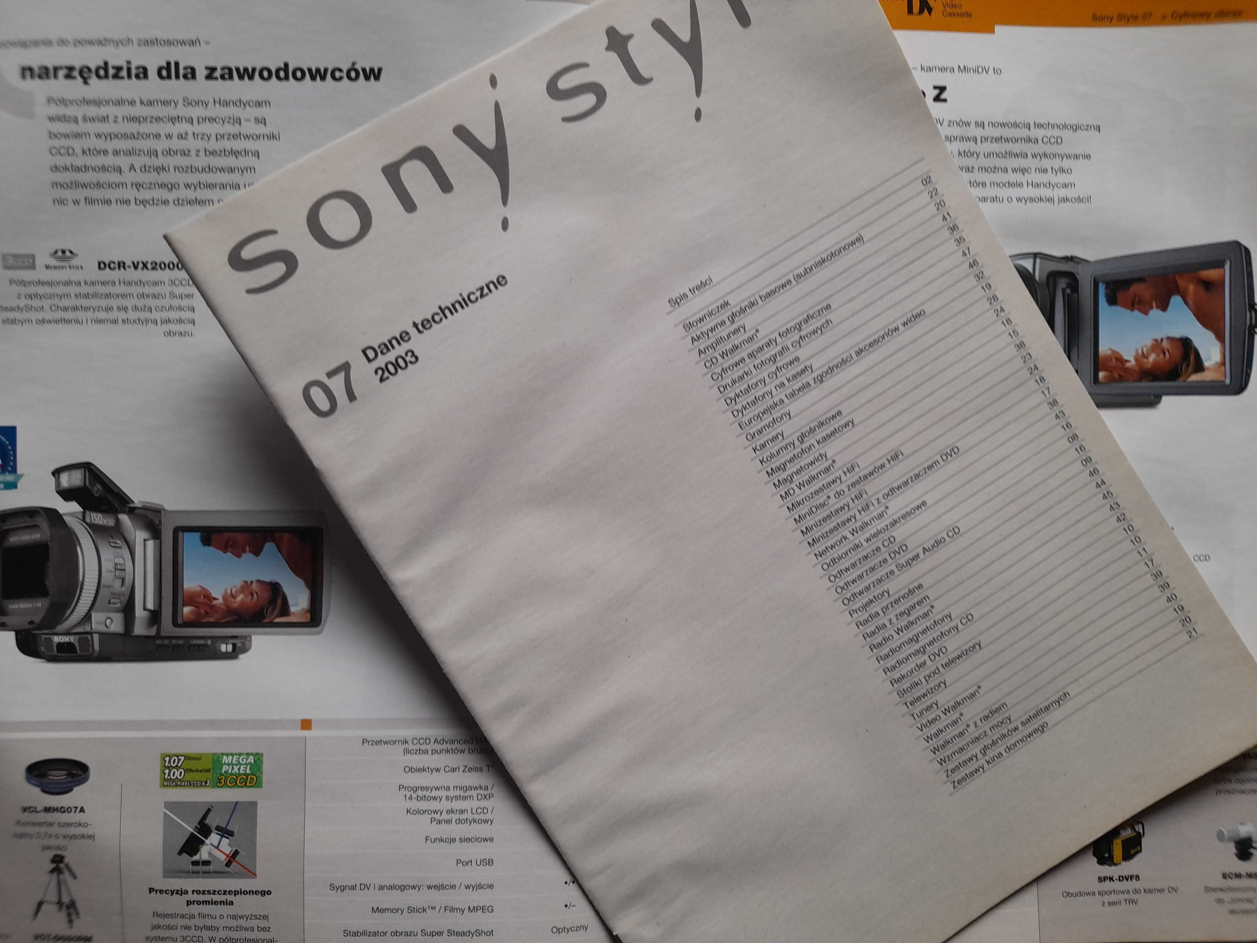 SONY Style TV, audio, car audio i inne katalog polski wiosna 2003