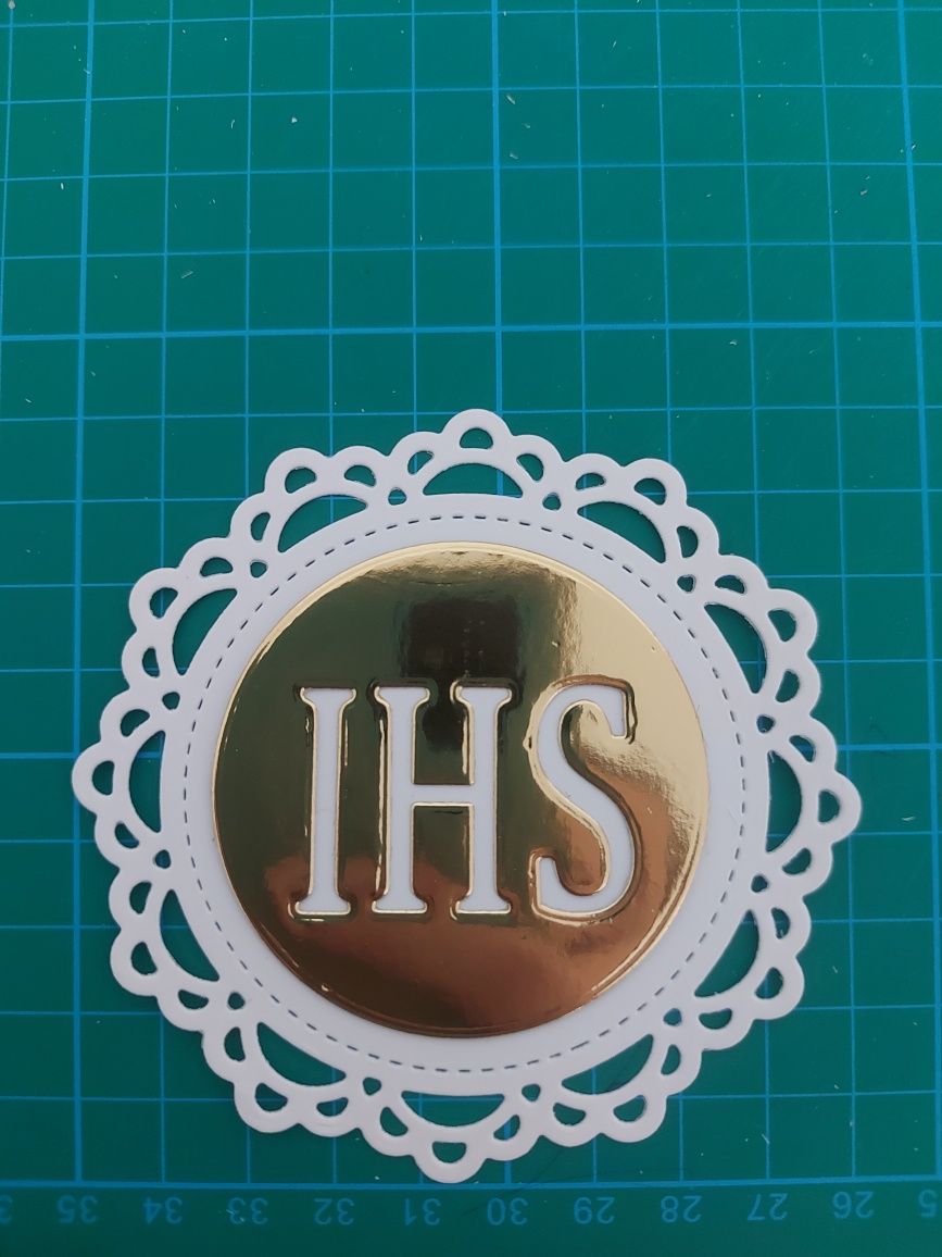 Scrapki klejone IHS biały lustrzany złoty 10 szt.