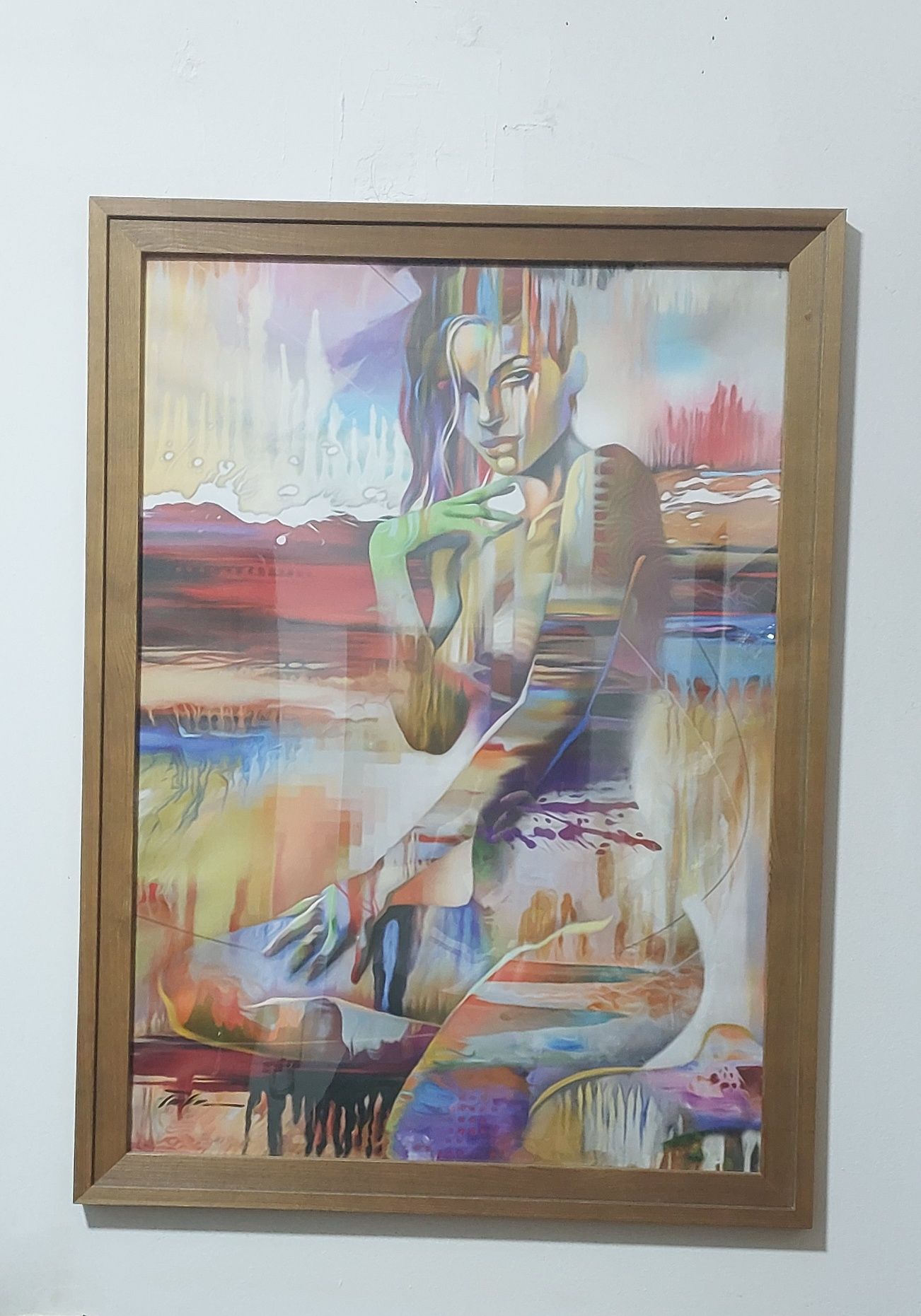 Quadro tela tecido moldura pintura mulher abstrata 57x77 cm