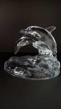 Przycisk, szklana figurka delfiny Cristal D' Arques