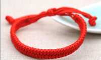Широкий червоний браслет Тибетський на вдачу оберіг Красный брааслет