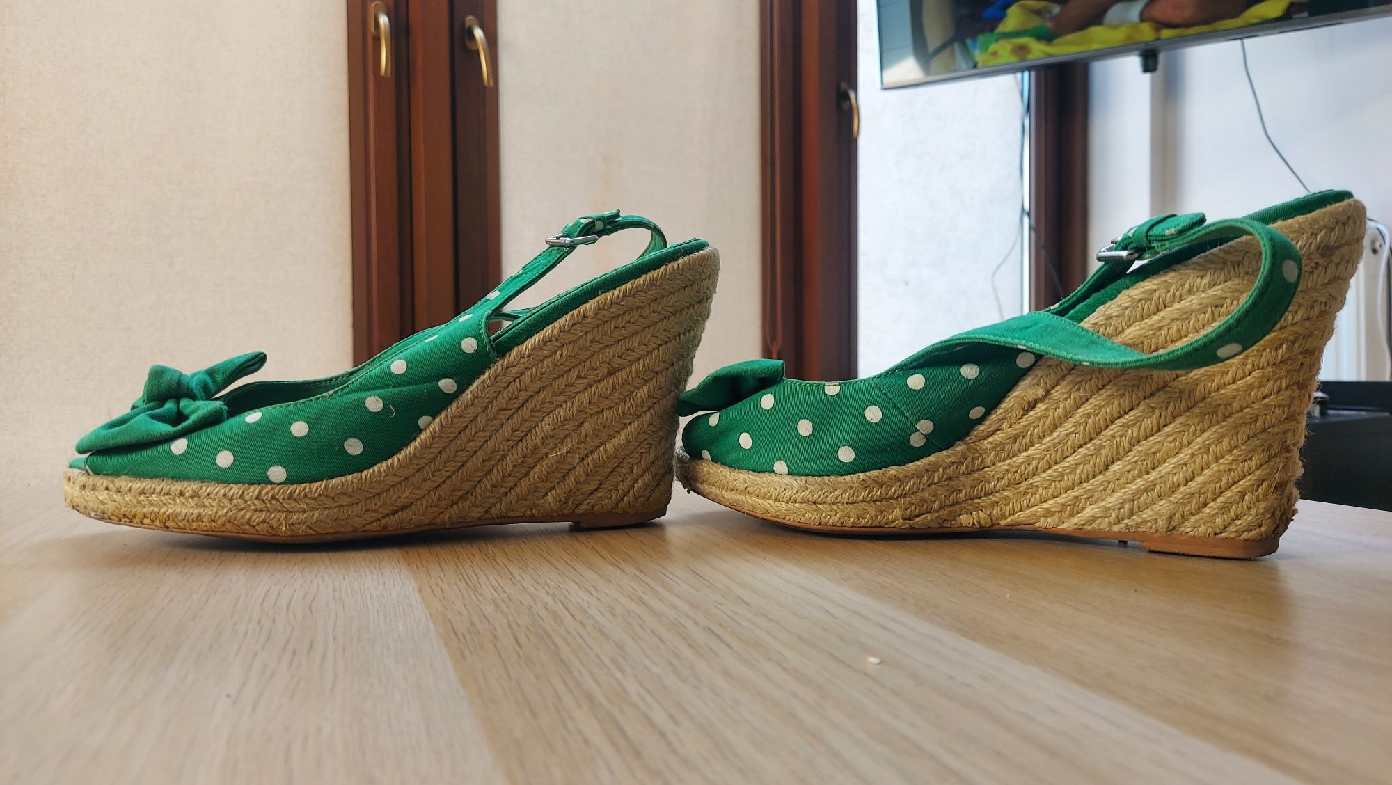 Sandały na koturnie espadryle koturny zara 39 w grochy pinup