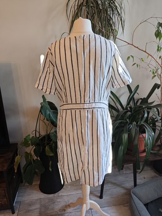 Lniana sukienka 55% len 45% bawełna s.oliwier linen kieszenie w paski