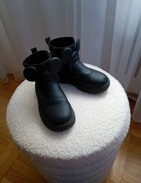 Botki ZARA, Mickey Mouse, buty z uszkami Myszka Miki, sztyblety, 26